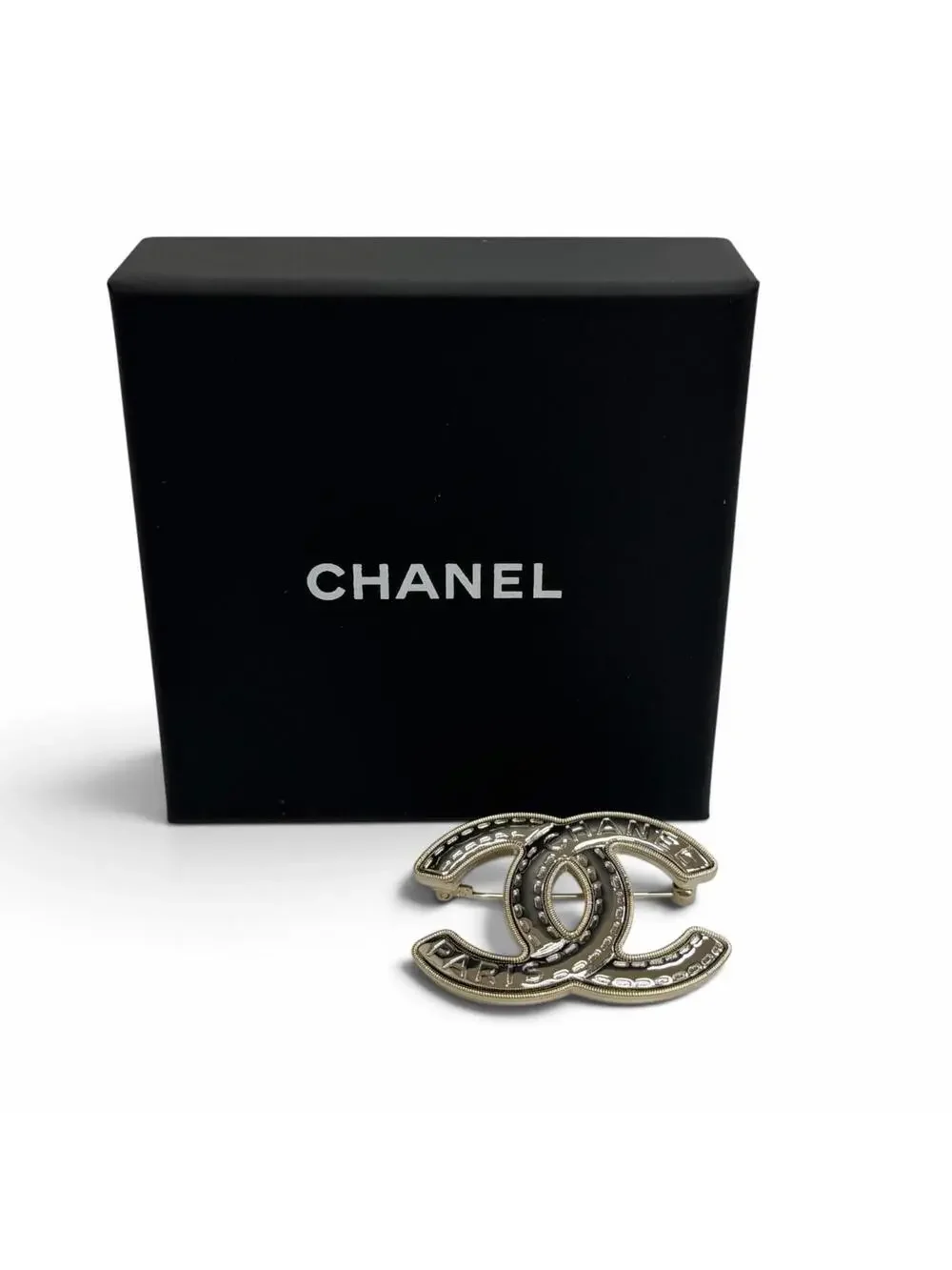 Chanel Cc Logo Brooch Sterling Silver #357879C11B